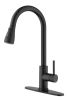 Black Kitchen Faucet, Kitchen Faucets with Pull Down Sprayer Commercial Stainless Steel Single Handle Single Hole Kitchen Sink Faucet