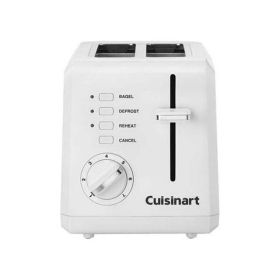 Plastic Compact 2 Slice White Toaster